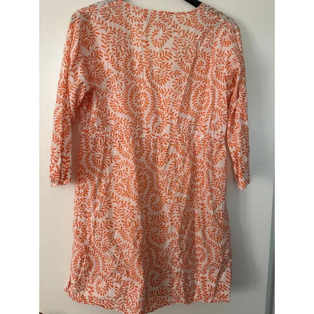 Gretchen Scott Designs Tie Waist Tunic Cover Up Medium Vine Print Resort Cruise